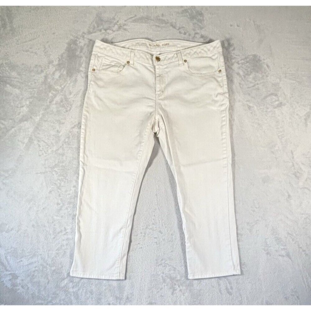 MICHAEL KORS White Jeans Capri Casual Comfy Stretch Denim Women's Size 14